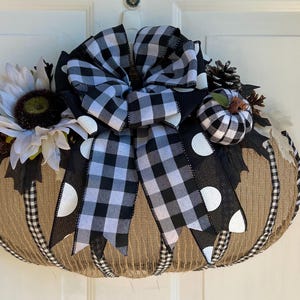 Pumpkin Wreath for Front Door, Fall Pumpkin Door Decor, 3D Pumpkin Door Hanger, Burlap Pumpkin Wreaths, Fall Wreath, Handmade Fall Wreath