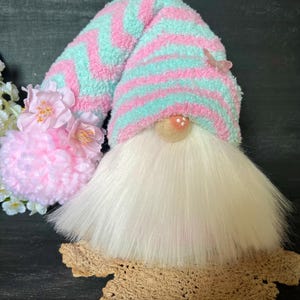 Pink Spring Gnome: Handmade Flower Decor, Lucky Charm