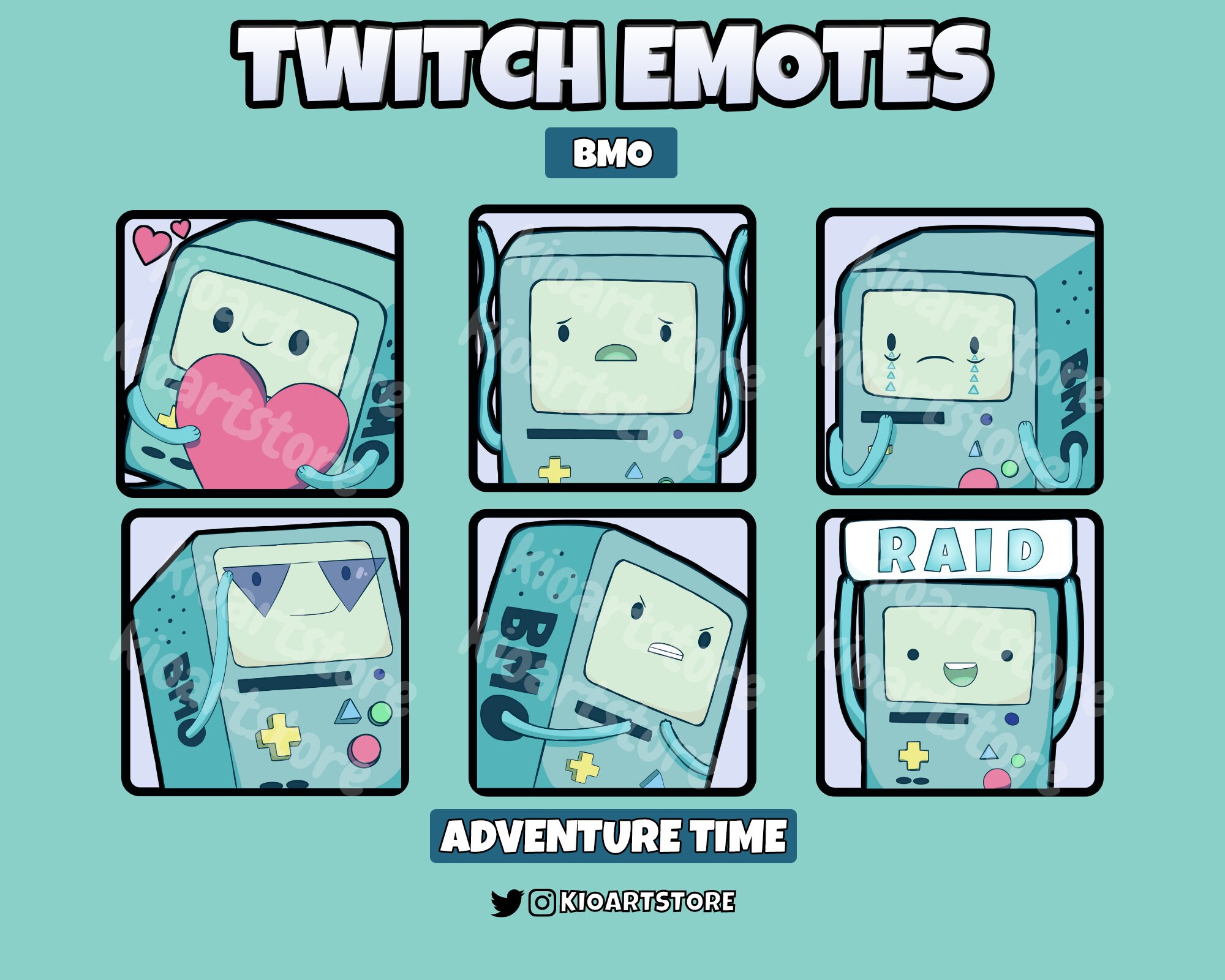 BMO Emotes Adventure Time Twitch Discord Youtube Etsy