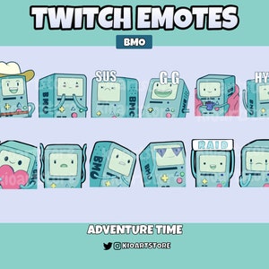 BMO Emotes - 12 Emotes Pack - Adventure Time - Twitch | Discord | Youtube