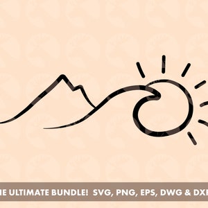Ocean Mountain Sun (Mountain Wave Beach) [SVG Digital Download]