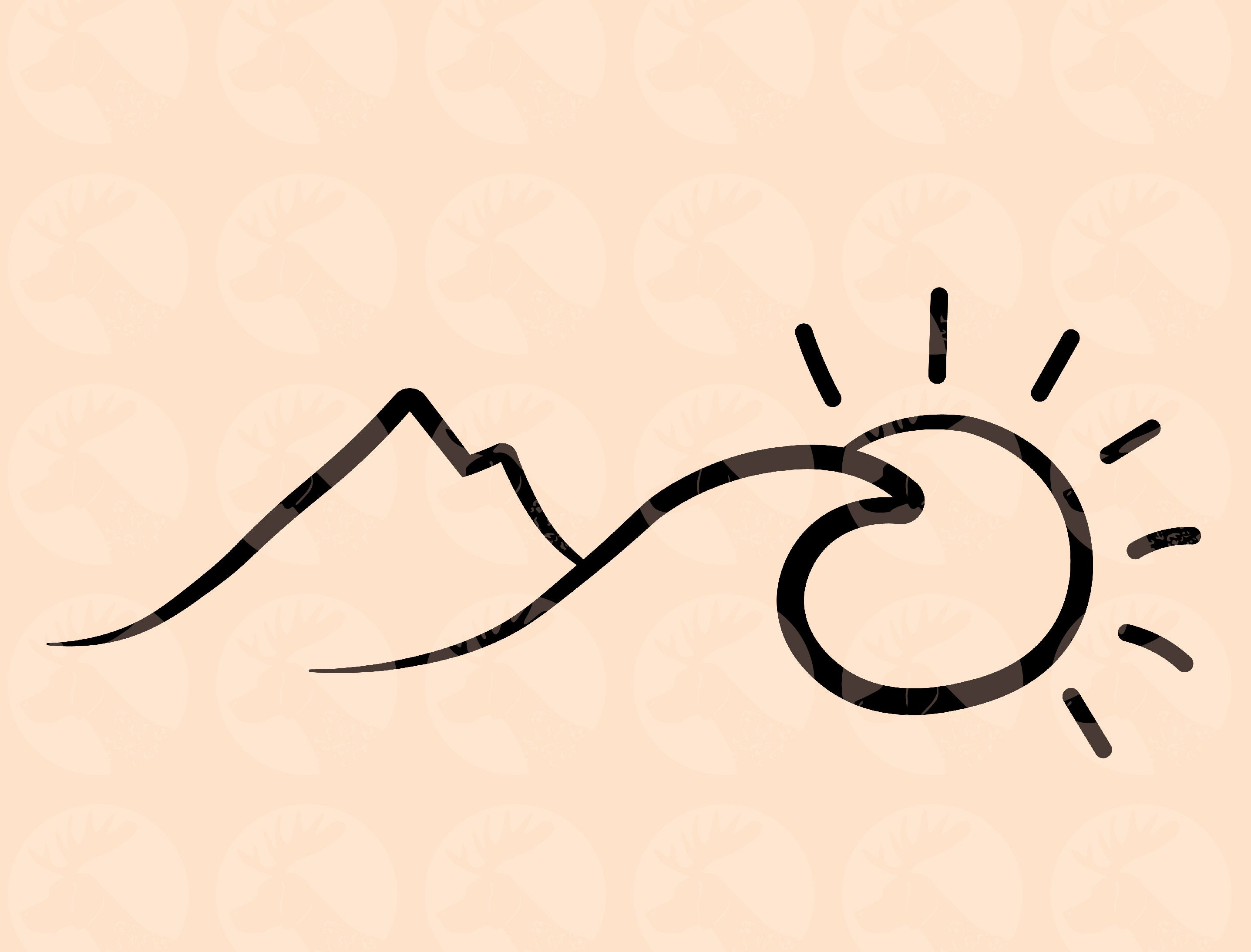 Ocean Mountain Sun mountain Wave Beach SVG Digital Download Etsy