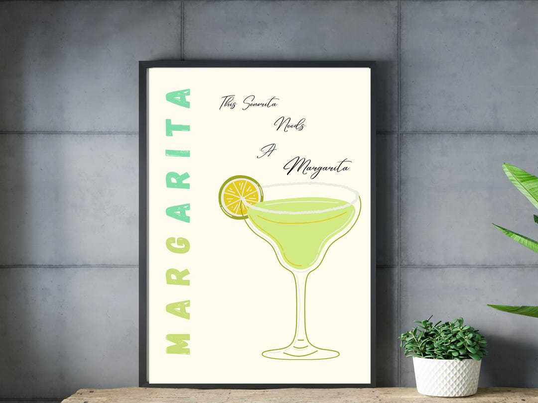 Margarita Poster, Margarita Quote Cocktail Art Print, Bar, Kitchen Art ...