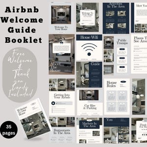 Editable Airbnb Host Bundle Booklet Template, Mobile Welcome Guide, Printable House Guide Manual, Canva Guidebook, Short Term Vacation