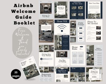 Editable Airbnb Host Bundle Booklet Template, Mobile Welcome Guide, Printable House Guide Manual, Canva Guidebook, Short Term Vacation