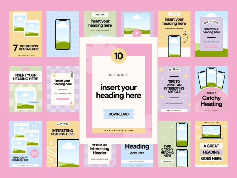 140 Editable Pastel Pinterest Pin and Etsy Listing Mockup Templates ...