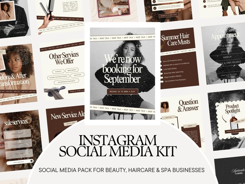Hair Salon Instagram, Post 30 Posts 30 Stories, Canva Editable Template ...