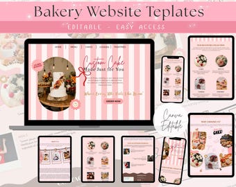 Modello di sito web modificabile per attività di panetteria con tema rosa moderno, informazioni sui prezzi per panettieri, sito web per panettieri domestici, sito web di marketing per attività di panetteria, fai da te