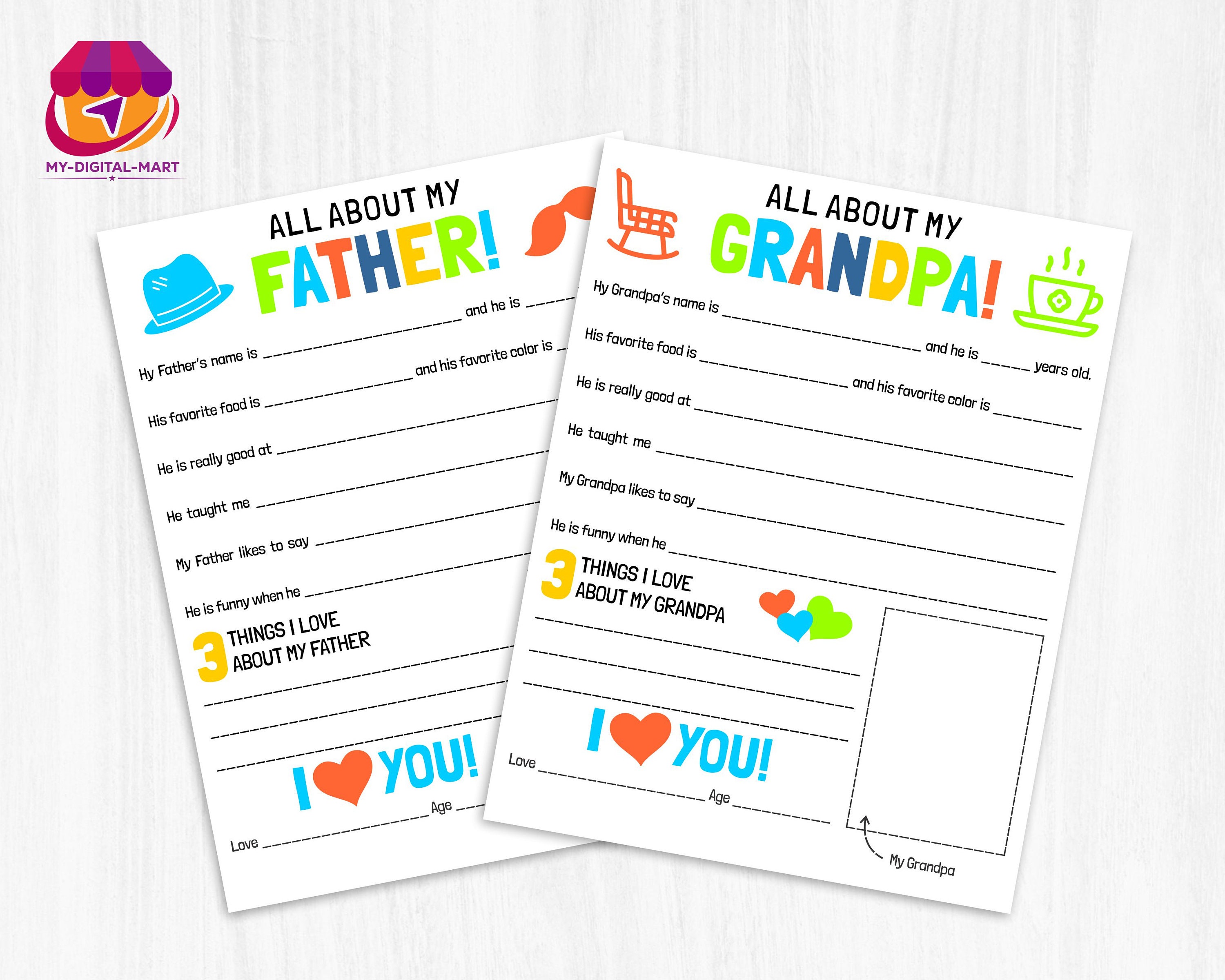 All About My Daddy Printable Fathers Day Gift From Kids - Etsy