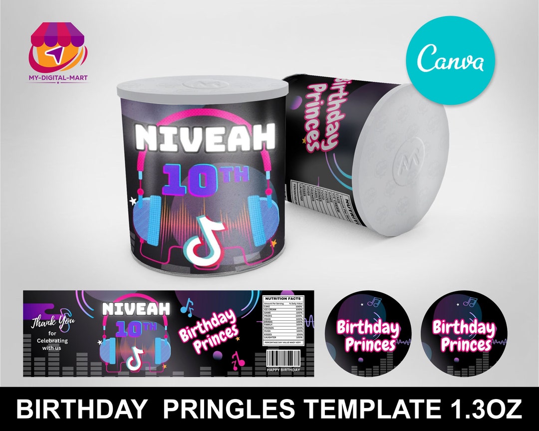 Tiktok Pringles 1.3 Oz Labels Template Canva Editable Etsy