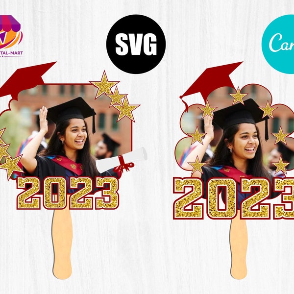 Graduation Fan Template l Canva Modèle modifiable l Graduation Fan SVG l Téléchargement numérique, Imprimable, Téléchargement instantané, Canva, rouge et or