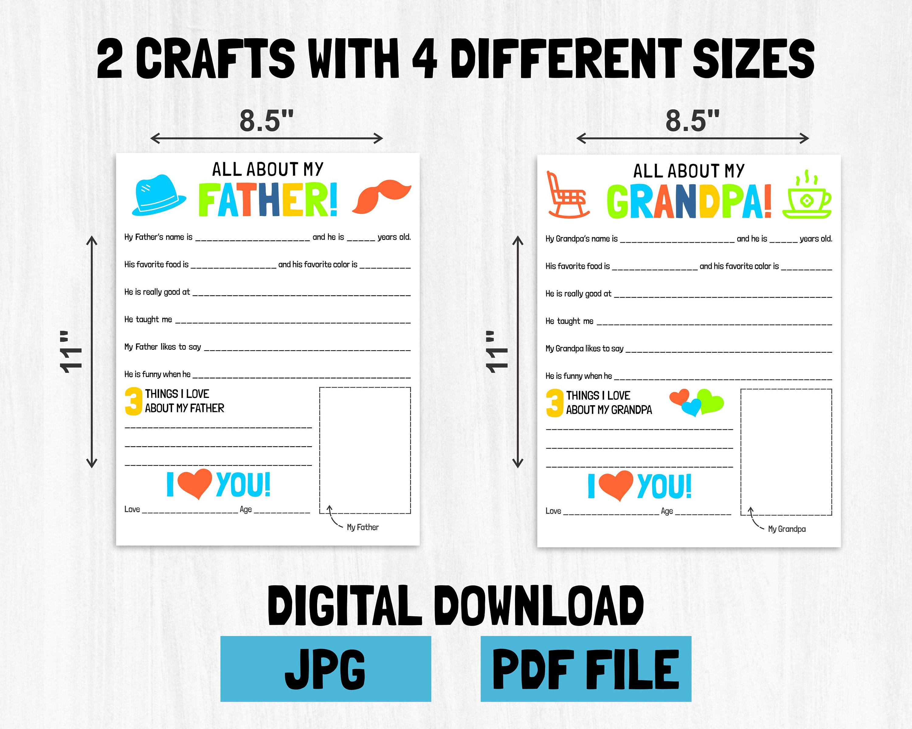 All About My Daddy Printable Fathers Day Gift From Kids - Etsy