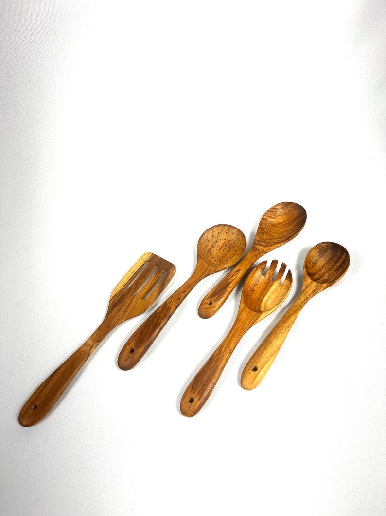 Teak Wood Spoon Set - Thumbnail 4