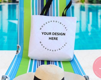 Maqueta de bolso tote Aop Printify Maqueta de bolso tote Aop Bolso tote estampado integral Maqueta de tamaño de bolso tote Bolso tote negro con asa Bolso de verano