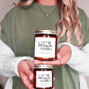 Printify Amber Glass Candle Mockup 4 oz Candle Mockup 9 oz Candle Mockup Golden Lid Jar Candle Mockup Candle Label 9oz Amber Candle Mockup