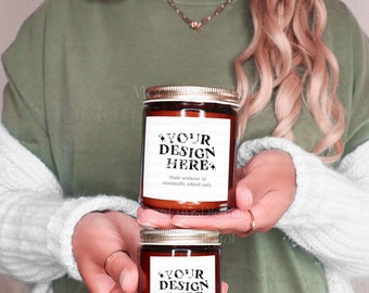 Printify Amber Glass Candle Mockup 4 oz Candle Mockup  9 oz Candle Mockup Golden Lid Jar Candle Mockup Candle Label 9oz Amber Candle Mockup