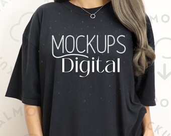 Comfort Colors Mockup Black Oversized Comfort Colors Mockup Comfort Colors Size Chart C1717 Black Mockup Black Shirt Mockup Boho Mock Up