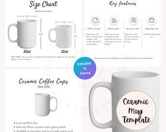 Mug Size Chart-cup Size Chart Template-11oz-15oz-mug Size Chart