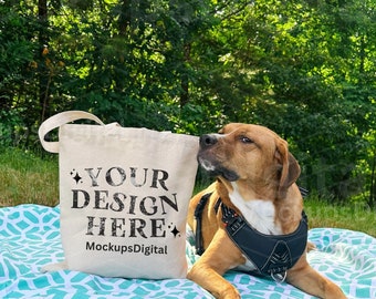 Natural Tote Bag Mockup Dog Mockup Retro Cotton Canvas Tote Bag Liberty Bag OAD113 Tote Bag Mockup Tote Bag Summer Mockup Cowgirl Mockup