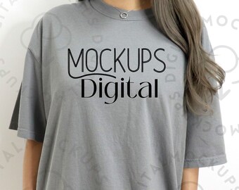 Comfort Colors Gray Mockup, Oversized Comfort Colors Mockup, Gray  Mockup,  C1717 Mockup, C1717 Gray  Mockup, Gray Shirt Mockup, Boho Mock
