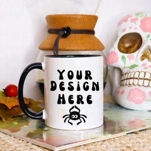 Black handle Mug Mockup Halloween Mug Mockup Two Tone Coffee Mug Mockup Two Color Mug Mockup Black Handle Cup Mockup Coffee Mug Mockup