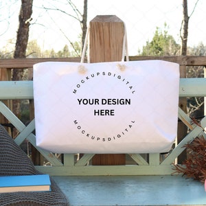 Weekender Bag Mockup White Tote Mockup Weekender Tote Bag Weekender Bag Mock Up Weekender Bag Mock-Up Rope Handle Bag Mockup Tote Mock
