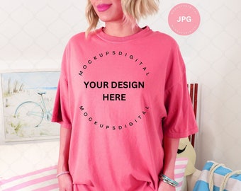Watermelon Comfort Colors Mockup Comfort Colors Watermelon Mockup Oversized Tee Mock-Up Pink Comfort Color Shirt Mockup Spring Break Mockup