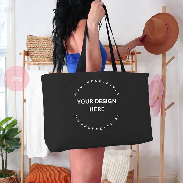 Black Handle Weekender Tote Bag Size Chart - Etsy