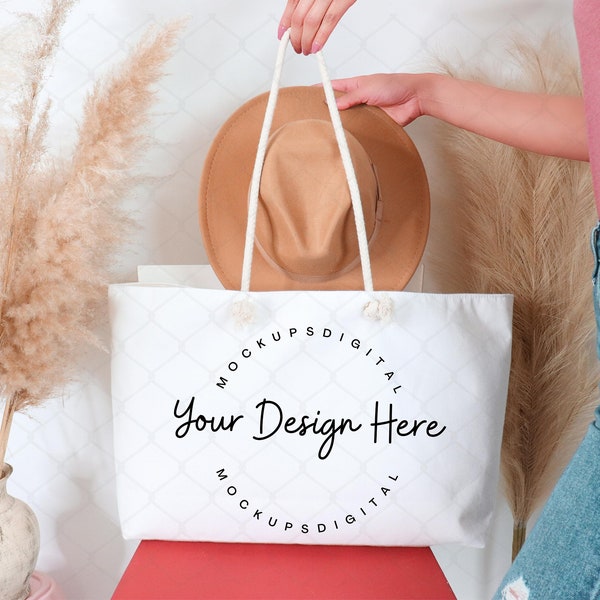 Weekender Bag Mockup Weekender Mockup Weekender Tote Bag Weekender Bag Mock Up Weekender Bag Mock-Up Rope Handle Bag Mockup Summer Mockup