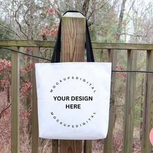 Aop Tote Bag  Mockup Aop Tote Bag Mockup All Over Print Tote Bag Tote Bag Size Mockup Mock Up-Bag -Printify Template Black Handle Tote Bag