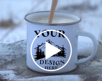 Mok video mockup rommelige campingmok mockup emaille mok mockup 12 oz campingmok mockup witte koffiemok emaille koffiekopje mockup campermok