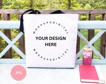 Aop-draagtas Mockup-Printify Mockup-Aop-draagtas Mockup-draagtas met volledige print-draagtas Mockup-Mock Up-tas-draagtas met zwart handvat