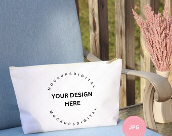 Aop Accessory Pouch W T-Bottom  Accessories Pouch Mockup Make-Up Bag Mockup Makeup Pouch Mock Up Canvas Zipper Bag Mockup Spring Mockup