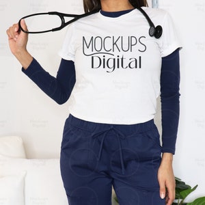 Maqueta de camisa de enfermera-3001 Maqueta de enfermera- Bella Canvas 3001 Maqueta blanca-Maqueta de enfermería-Modelo de camiseta de doctor Maqueta de profesión Maqueta de moda-Simulacro de moda