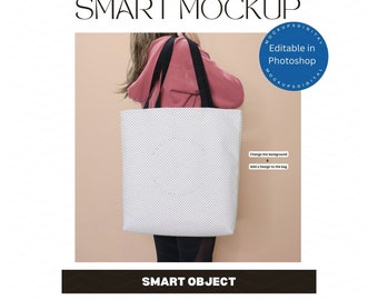 PSD- Aop Tragetasche Mockup- Aop Tragetasche Mockup- All Over Print Tragetasche- Tragetasche Größe Mockup-Mock Up-Bag - Printize Vorlage - Schwarzer Griff Tragetasche