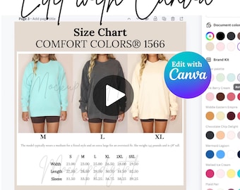 Comfort Colors Video Size Chart Comfort Colors 1566 Video Size Chart Oversized Comfort Colors Mockup 1566 Mockup Retro Mockup Western Mockup