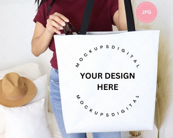 Aop Tote Bag Mockup White Printify Mockup Aop Tote Bag Mockup All Over Print Tote Bag Tote Bag Size Mockup Mock Up Bag Black Handle Tote Bag