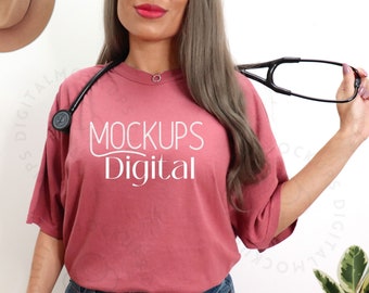 Nurse Mockup Comfort Colors Cumin Mockup Oversized Comfort Colors Mockup, Cumin Mockup, C1717 Mockup, C1717 Cumin Mockup, Cumin Shirt Mockup