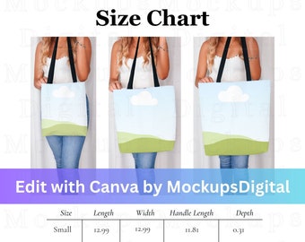 Aop Tote Bag Size Chart-Aop Tote Bag Mockup-Size Chart-All Over Print Tote Bag-Tote Bag Size Mockup-Mock Up-Bag Size Chart-Modèle