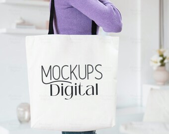 Aop Tote Bag  Mockup-Printify Mockup-Aop Tote Bag Mockup-All Over Print Tote Bag-Tote Bag Size Mockup-Mock Up-Bag-Black Handle Tote Bag