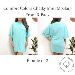 Comfort Colors Chalky Mint Mockup Bundle Front Mockup Back Mockup Oversized Comfort Colors Mockup C1717 Chalky Mint Mockup Mint Shirt Mockup
