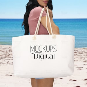 Weekender Bag Mockup, Weekender JPG, Weekender Tote Bag, Weekender Bag Mock Up, Weekender Bag Mock-Up, Rope Handle Bag Mockup, Tote Mock