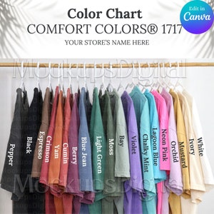 Comfort Colors Video Farbkarte Comfort Colors 1717 Farbkarte Bearbeiten in Canva Oversized Comfort Colors Mockup 1717 Mockup Farbkarte Video
