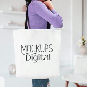 Aop Tote Bag  Mockup-Printify Mockup-Aop Tote Bag Mockup-All Over Print Tote Bag-Tote Bag Size Mockup-Mock Up-Bag-Black Handle Tote Bag