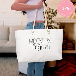 Weekender Bag Mockup, Weekender JPG, Weekender Tote Bag, Weekender Bag Mock Up, Weekender Bag Mock-Up, Rope Handle Bag Mockup, Tote Mock