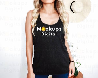 Vintage Black Next Level 6733 Mockup Next Level Racerback Tank Mockup Next Level 6733 Mock Up Next Level Tank Mockup 6733 Summer Mockup