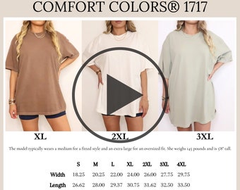 Comfort Colors Video Size Chart Comfort Colors 1717 Video Size Chart Oversized Comfort Colors Mockup 1717 Mockup Retro Mockup Western Mockup
