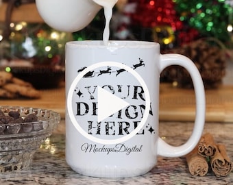Christmas Mug Mockup 15oz Video Mockup Coffee Mug Mockup White Ceramic Mug Mockup 15 Oz Mug Mockup Christmas Mug Video Mockup Cup Video Mock