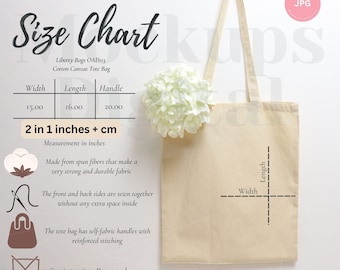 Liberty Bag Size Chart Cotton Canvas Tote Bag Size Mockup Natural Tote Bag Size Guide Boho Tote Bag Size Chart Printify Mockup Summer Mockup