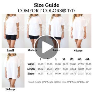 Comfort Colors 1717 ビデオサイズ表 - CC1717 ビデオモックアップ - 実モデルモックアップ - Tシャツサイズガイド - PODサイズ比較表 - サイズガイド